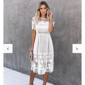 VICI Mesh Well Together Lace Midi Dress